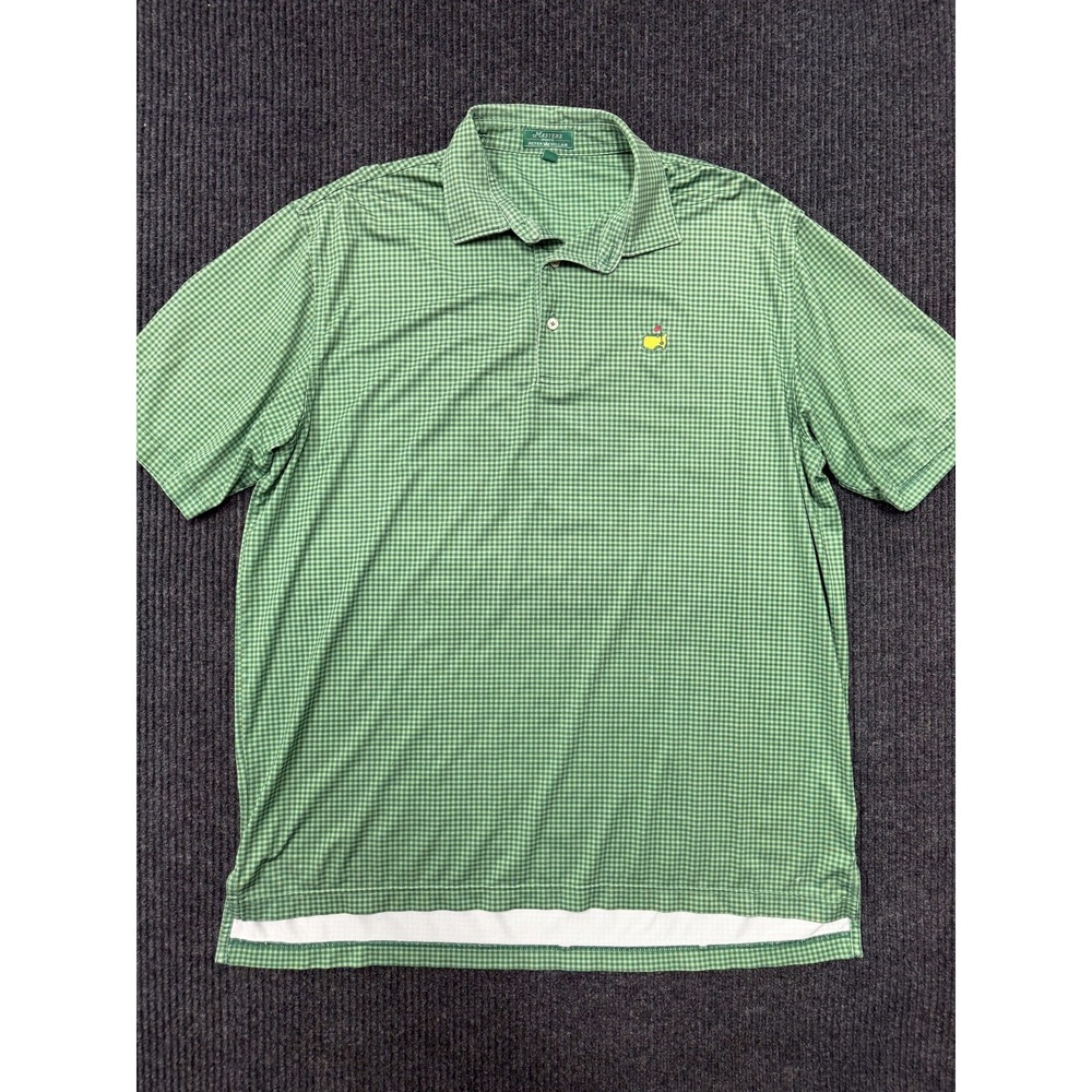 Masters Peter Millar Golf Polo Men's Large Green Gingham Augusta National